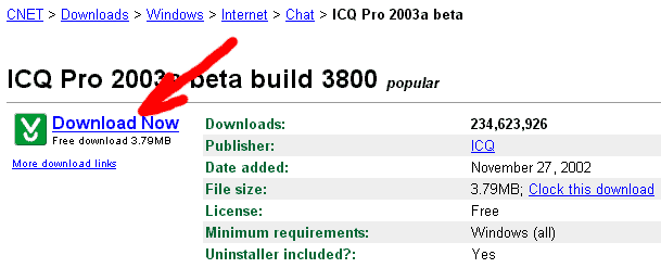 Страница загрузки ICQ